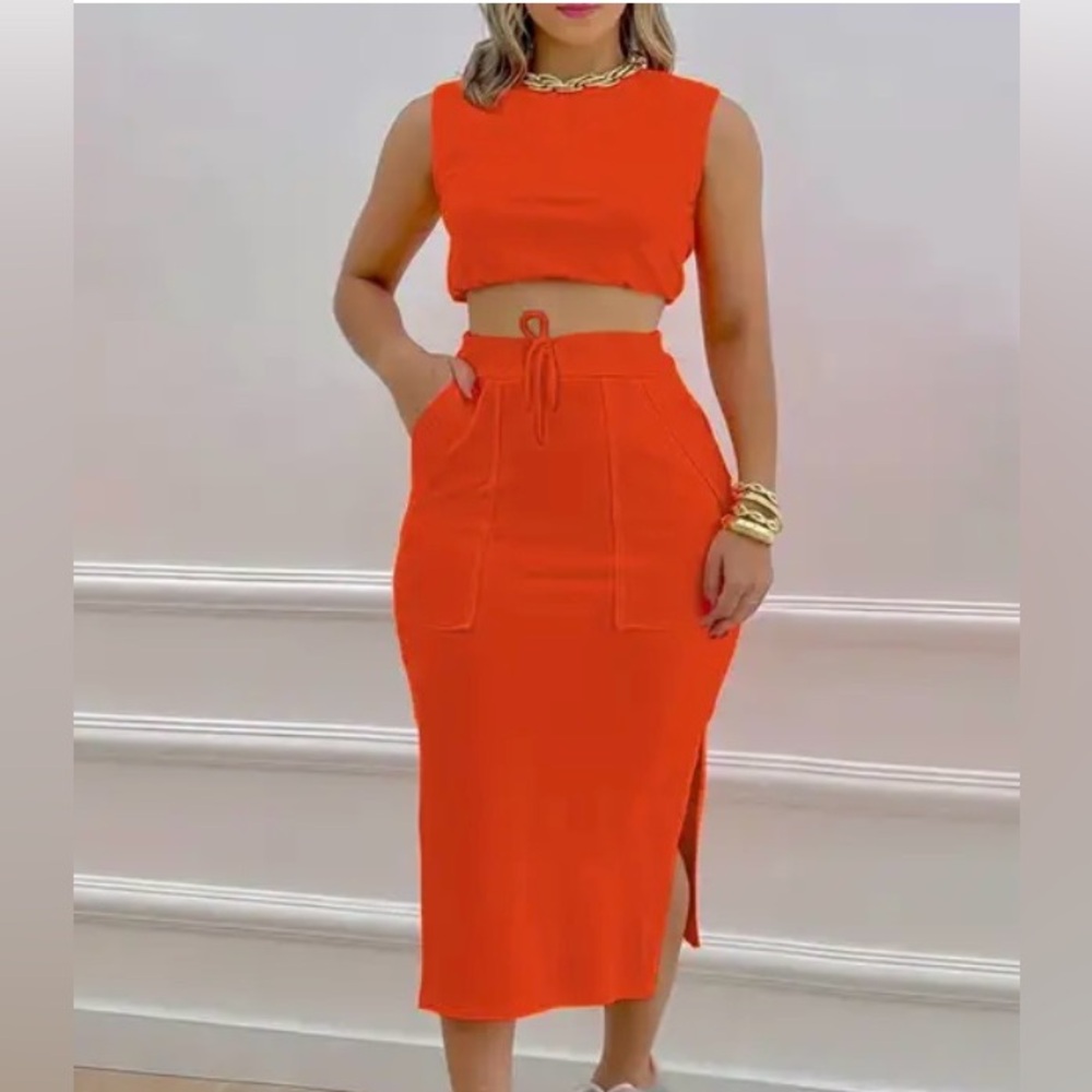 NWT Elegant Orange Two-Piece Set